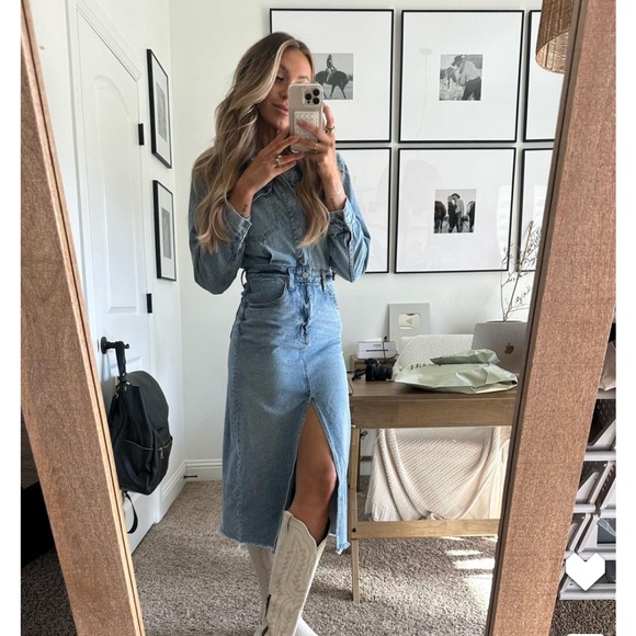 Pistola Amira Denim Dress with Front Slit - Picture 1 of 10